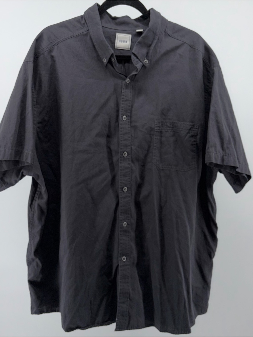 ROWM Button Down Black Short Sleeve Shirt, Men‎ Size 3XB, Front Pocket